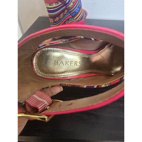 TALL Wedge funky multicolor heels with ankle straps women's size 6 - Picture 8 of 9